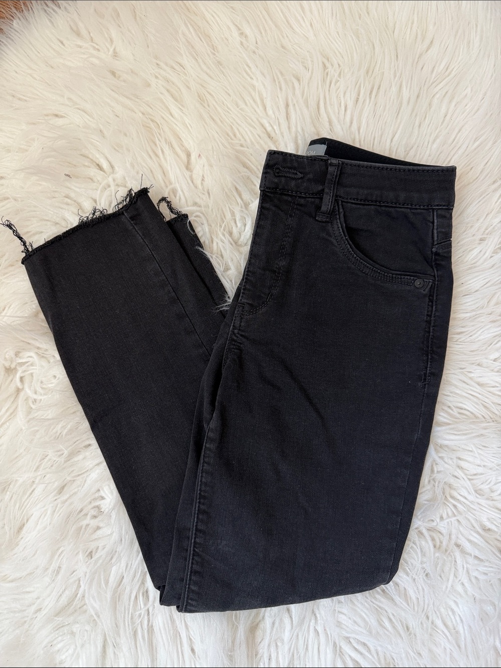 Wit & Wisdom Black Straight-Leg Raw Hem Jeans
